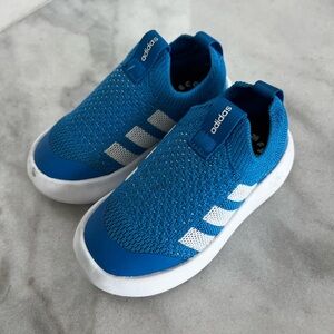 Adidas Blue and White Slip-On Sneakers with Breathable Knit